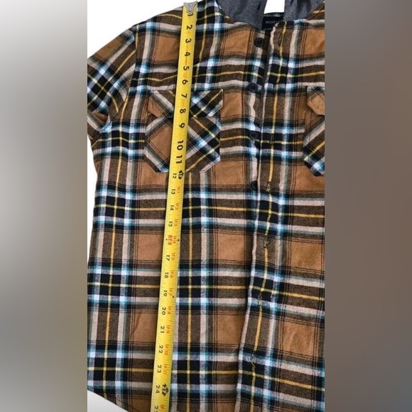 Brown Plaid Flannel Jacket with Hood - Picture 8 of 11